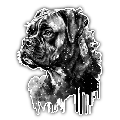 Boxer Aquarell Aufkleber Bunt