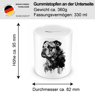 Spardose mit dem Motiv Bulldogge Aquarell - Ansicht 2