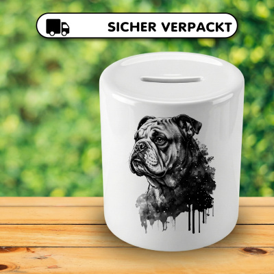 Spardose mit dem Motiv Bulldogge Aquarell - Ansicht 4