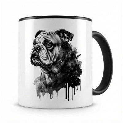 Tasse mit  Bulldogge Aquarell  als Motiv