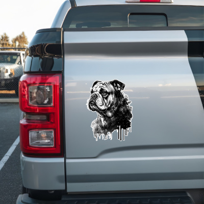 Bulldogge Aquarell Aufkleber Bunt - Ansicht 2