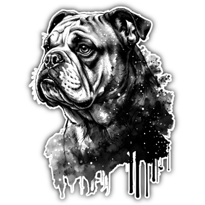 Bulldogge Aquarell Aufkleber Bunt