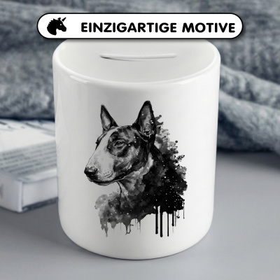 Spardose mit dem Motiv Bullterrier Aquarell - Ansicht 3