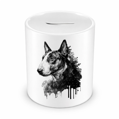 Spardose mit dem Motiv Bullterrier Aquarell