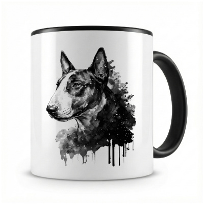 Tasse mit  Bullterrier Aquarell  als Motiv