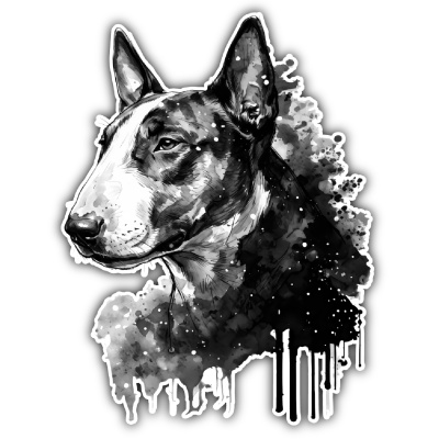 Bullterrier Aquarell Aufkleber Bunt