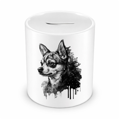 Spardose mit dem Motiv Chihuahua Aquarell