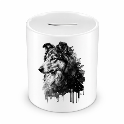 Spardose mit dem Motiv Collie Aquarell