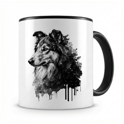 Tasse mit  Collie Aquarell  als Motiv