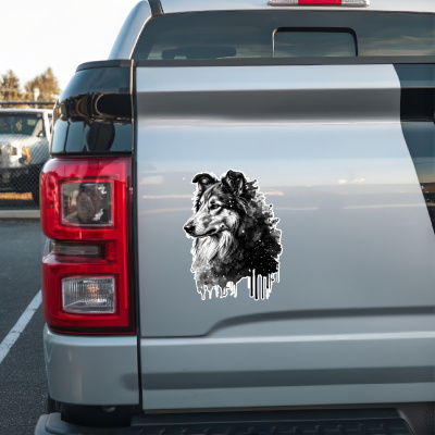 Collie Aquarell Aufkleber Bunt - Ansicht 2