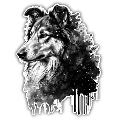 Collie Aquarell Aufkleber Bunt