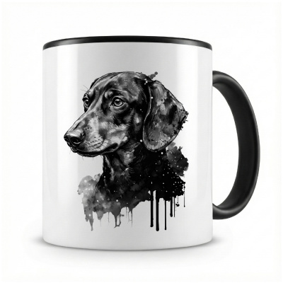 Tasse mit  Dackel Aquarell  als Motiv