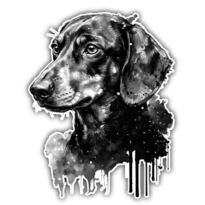 Dackel Aquarell Aufkleber Bunt