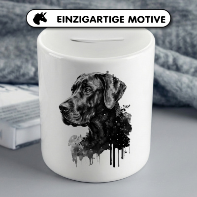 Spardose mit dem Motiv Deutsche Dogge Aquarell - Ansicht 3