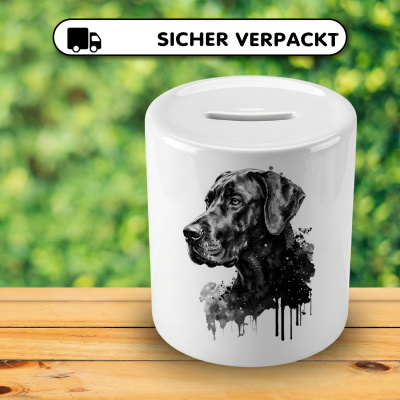 Spardose mit dem Motiv Deutsche Dogge Aquarell - Ansicht 4