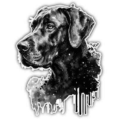 Deutsche Dogge Aquarell Aufkleber Bunt