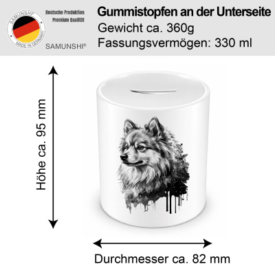 Spardose mit dem Motiv Deutscher Spitz Aquarell - Ansicht 2