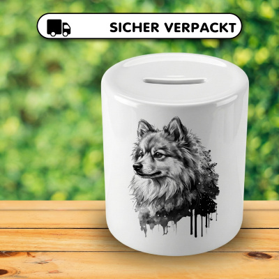 Spardose mit dem Motiv Deutscher Spitz Aquarell - Ansicht 4