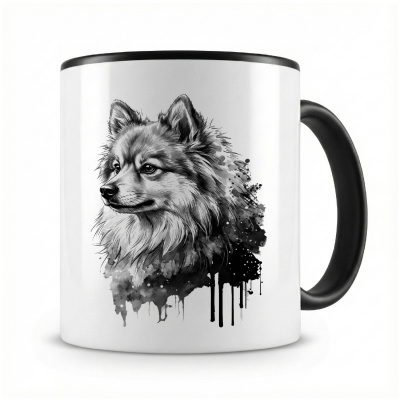 Tasse mit  Deutscher Spitz Aquarell  als Motiv