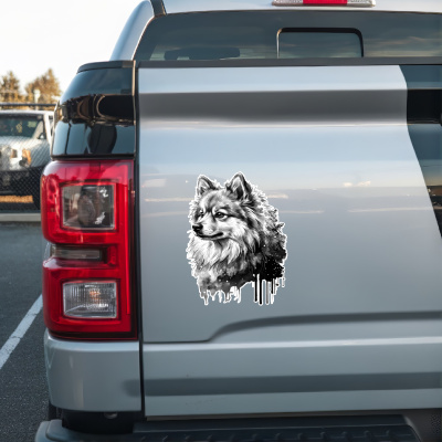 Deutscher Spitz Aquarell Aufkleber Bunt - Ansicht 2