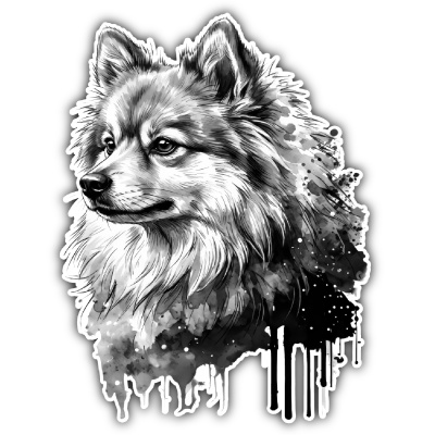 Deutscher Spitz Aquarell Aufkleber Bunt