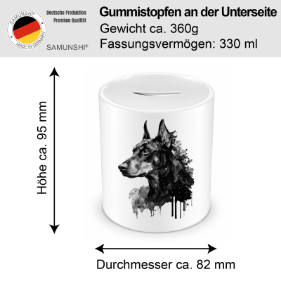 Spardose mit dem Motiv Dobermann Aquarell - Ansicht 2