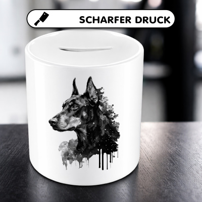 Spardose mit dem Motiv Dobermann Aquarell - Ansicht 5