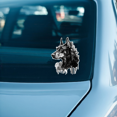 Dobermann Aquarell Aufkleber Bunt - Ansicht 3