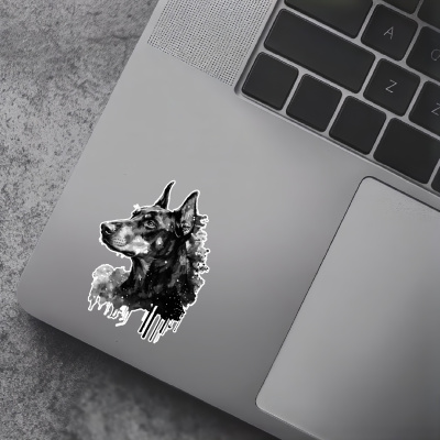 Dobermann Aquarell Aufkleber Bunt - Ansicht 5