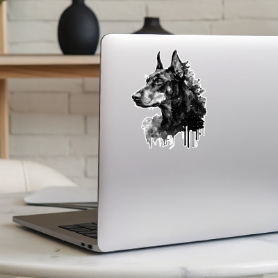 Dobermann Aquarell Aufkleber Bunt - Ansicht 8