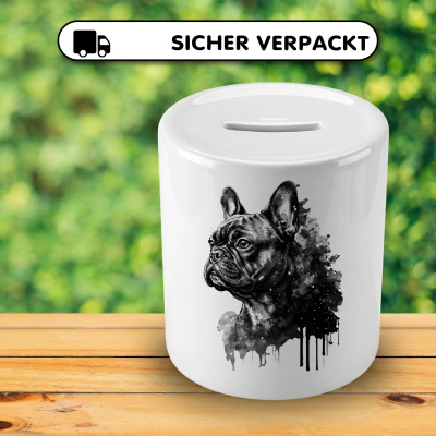 Spardose mit dem Motiv Franz�sische Bulldogge Aquarell - Ansicht 4
