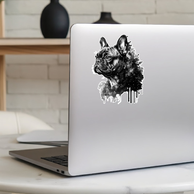 Franz�sische Bulldogge Aquarell Aufkleber Bunt - Ansicht 8