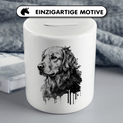 Spardose mit dem Motiv Golden Retriever Aquarell - Ansicht 3