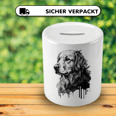 Spardose mit dem Motiv Golden Retriever Aquarell - Ansicht 4
