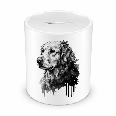 Spardose mit dem Motiv Golden Retriever Aquarell