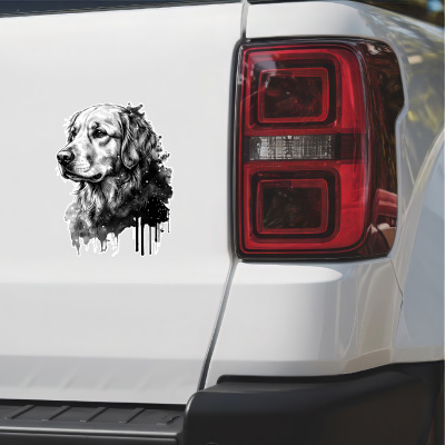 Golden Retriever Aquarell Aufkleber Bunt - Ansicht 2