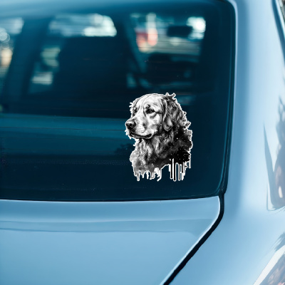 Golden Retriever Aquarell Aufkleber Bunt - Ansicht 3