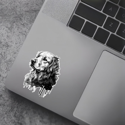 Golden Retriever Aquarell Aufkleber Bunt - Ansicht 5