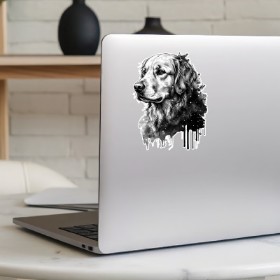 Golden Retriever Aquarell Aufkleber Bunt - Ansicht 8