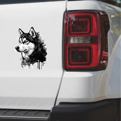 Husky Aquarell Aufkleber Bunt - Ansicht 2