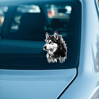 Husky Aquarell Aufkleber Bunt - Ansicht 3