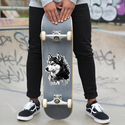 Husky Aquarell Aufkleber Bunt - Ansicht 6