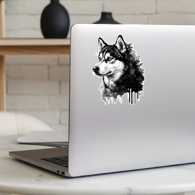 Husky Aquarell Aufkleber Bunt - Ansicht 8