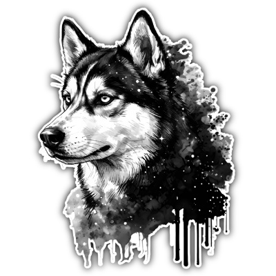 Husky Aquarell Aufkleber Bunt
