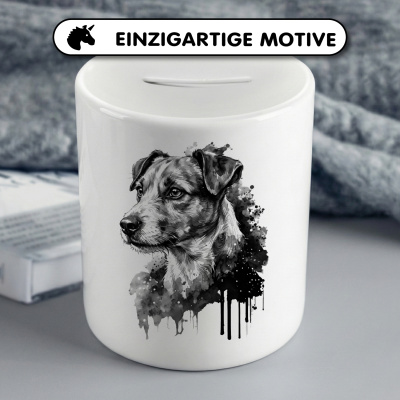 Spardose mit dem Motiv Jack Russell Terrier Aquarell - Ansicht 3