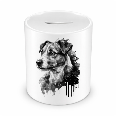 Spardose mit dem Motiv Jack Russell Terrier Aquarell