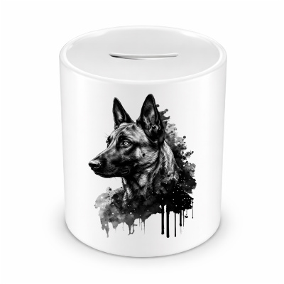 Spardose mit dem Motiv Malinois Aquarell