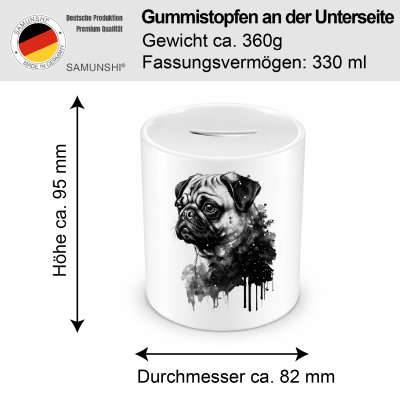 Spardose mit dem Motiv Mops Aquarell - Ansicht 2
