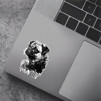 Mops Aquarell Aufkleber Bunt - Ansicht 5