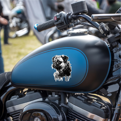 Mops Aquarell Aufkleber Bunt - Ansicht 7